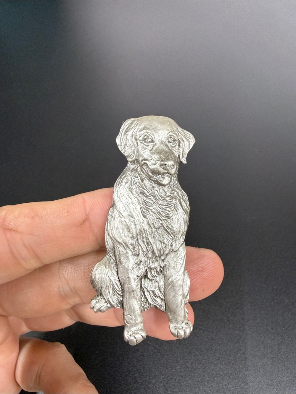 Vintage Robert Hall Original Pewter Golden Retriever Brooch